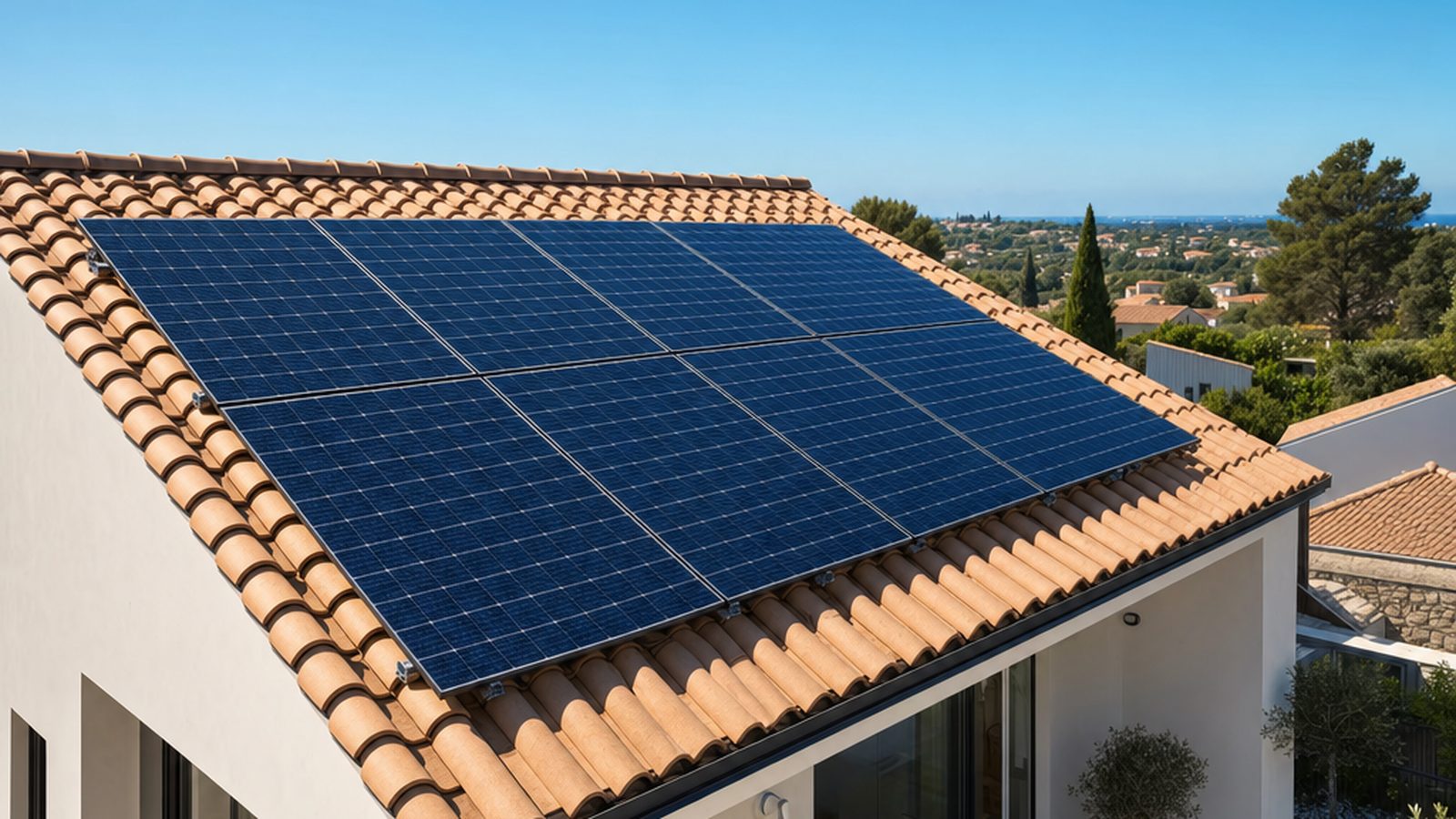 Toiture entièrement recouverte de panneaux solaires